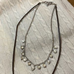 Lucky Brand layered necklace - reversible stones white crystal or turquoise